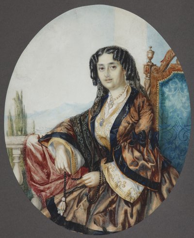 Porträtt av prinsessan Nino Aleksandrovna Griboyedova född Chavchavadze, 1856 av Helene Franken