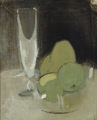 Gröna äpplen och champagneglas, 1934. av Helene Schjerfbeck