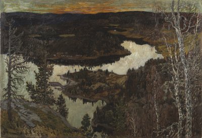 Höst, Nordingra (Olja på papper på duk monterad på masonit) av Helmer Osslund