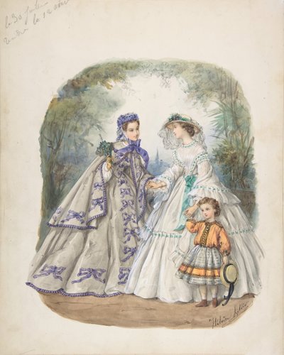 Illustration för en fransk modetidning, ca. 1862. av Heloise Leloir
