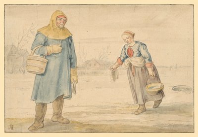 Bondpar på isen av Hendrick Avercamp