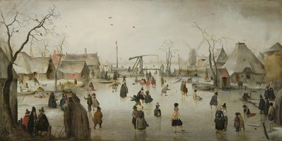 Holländska: Isunderhållning i en by Ice Scene av Hendrick Avercamp