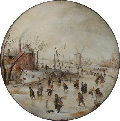 Fryst flod med skridskoåkare av Hendrick Avercamp