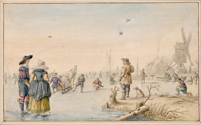 Hendrick Avercamp - Vinterlandskap med skridskoåkare, Albertina av Hendrick Avercamp