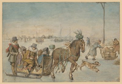 Hästsläde på isen av Hendrick Avercamp