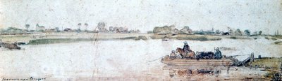 Flodlandskap med repfärja, tidigt 1600-tal. av Hendrick Avercamp