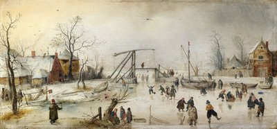 Scen på isen av Hendrick Avercamp