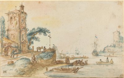 Scen med ett torn till vänster av Hendrick Avercamp