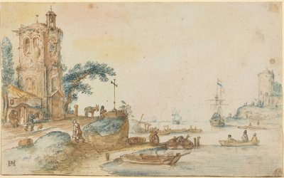 Scen med ett torn till vänster av Hendrick Avercamp