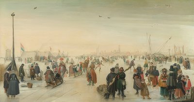 Vinterglädje framför staden. Omkring 1620 av Hendrick Avercamp