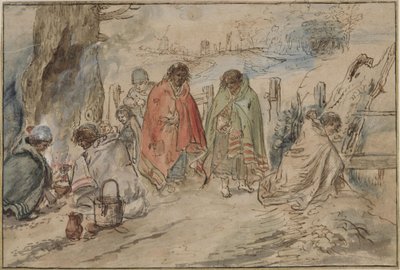 Zigenare vid lägerelden av Hendrick Avercamp