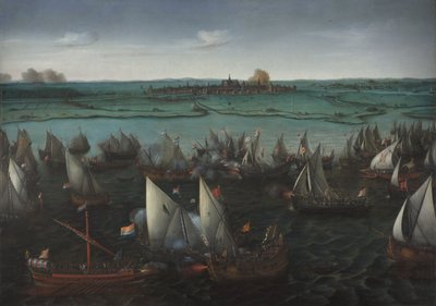 Slaget mellan holländska och spanska fartyg på Haarlemmermeer, ca 1629 (olja på duk) av Hendrick Cornelisz. Vroom