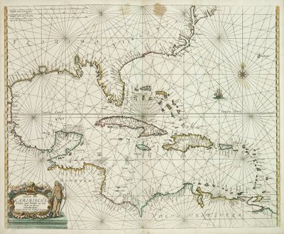 Pascaerte van de Caribische eylanden, van de Barbados tot aende Bocht van Mexico av Hendrick Doncker