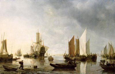 Harbour with Anchored Ships, 1655-60  av Hendrick Dubbels