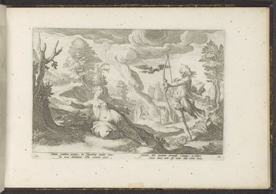 Apollo doodt Coronis Ovidius Metamorfosen (serietitel) Herscheppingen van P. Ovidius Naso (serietitel) av Hendrick Goltzius (workshop of)