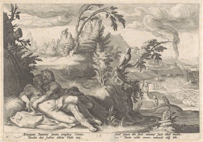 Apollo en Coronis Metamorfosen van Ovidius (serietitel) av Hendrick Goltzius (workshop of)