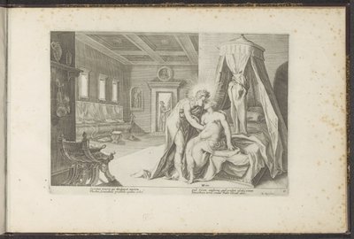 Apollo förför Leucothea Ovidius metamorfoser (serietitel) Rekreationer av P. Ovidius Naso (serietitel) av Hendrick Goltzius (workshop of)