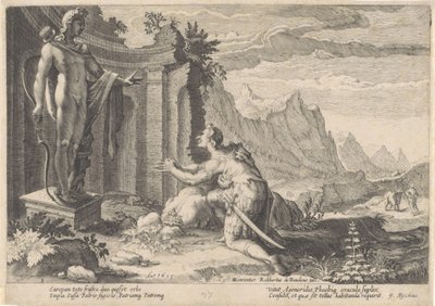 Cadmus konsulterar oraklet i Delphi Ovidius metamorfoser (serietitel) av Hendrick Goltzius (workshop of)