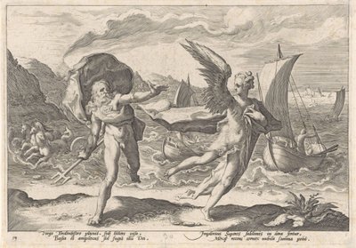 Coronis förvandlas till en kråka Metamorphoses of Ovid (serietitel) av Hendrick Goltzius (workshop of)