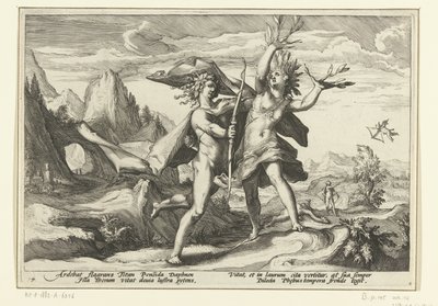 Daphne förvandlas till ett lagerträd Ovidius metamorfoser (serietitel) av Hendrick Goltzius (workshop of)