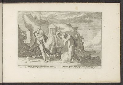 Deucalion och Pyrrha skapar en ny ras av människor Ovidius metamorfoser (serietitel) Rekreationer av P. Ovidius Naso (serietitel) av Hendrick Goltzius (workshop of)