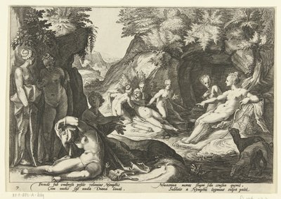 Diana upptäcker Callistos graviditet Ovidius metamorfoser (serietitel) av Hendrick Goltzius (workshop of)