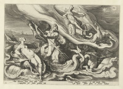 Juno klagar till Thetis och Oceanus Ovidius metamorfoser (serietitel) av Hendrick Goltzius (workshop of)
