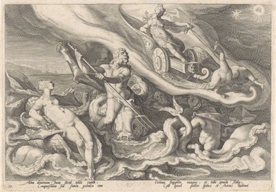 Juno klagar till Thetis och Oceanus Metamorphoses of Ovid (serietitel) av Hendrick Goltzius (workshop of)