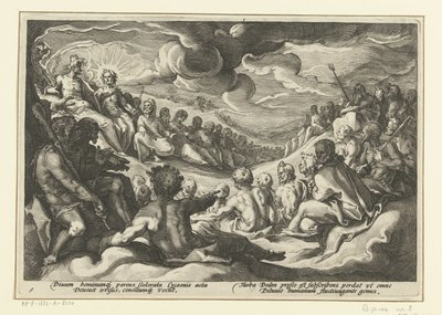 Jupiter kallar de olympiska gudarna Ovidius metamorfoser (serietitel) av Hendrick Goltzius (workshop of)