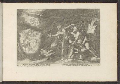 Jupiter anfaller Io Ovidius metamorfoser (serietitel) Återskapanden av P. Ovidius Naso (serietitel) av Hendrick Goltzius (workshop of)