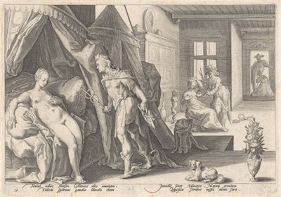 Merkurius besöker Herse Metamorphoses of Ovid (serietitel) av Hendrick Goltzius (workshop of)