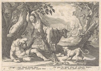 Merkurius dödar Argus Metamorphoses of Ovid (serietitel) av Hendrick Goltzius (workshop of)