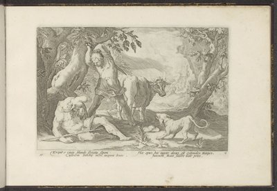 Mercurius doodt Argus Ovidius metamorfoser (serietitel) The Herescheppingen van P. Ovidius Naso (serietitel) av Hendrick Goltzius (workshop of)