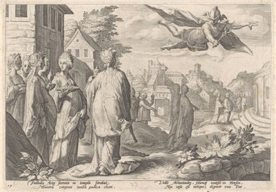 Mercurius en Herse Metamorfosen van Ovidius (serietitel) av Hendrick Goltzius (workshop of)