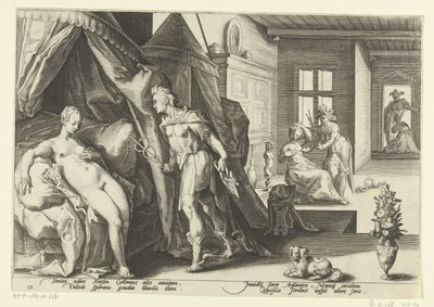 Mercurius i Herses kamera Ovidius metamorfoser (serietitel) av Hendrick Goltzius (workshop of)