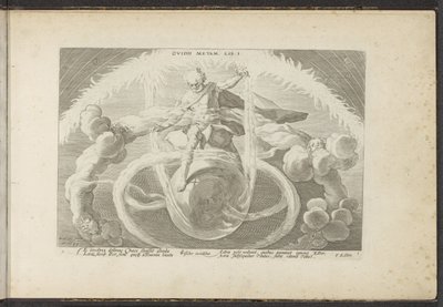Ordning i kaoset Skapandet av de fyra elementen Ovidii Metam. lib. I (titel på objekt) Ovidius metamorfoser (serietitel) Återskapanden av P. Ovidius Naso (serietitel) av Hendrick Goltzius (workshop of)