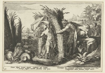 Pan en Syrigs Ovidius metamorfoser (serietitel) av Hendrick Goltzius (workshop of)