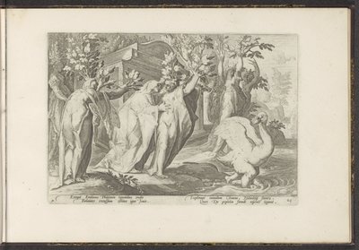 Phaethons systrar förvandlas till poppel och hans vän till en svan Ovidius metamorfoser (serietitel) Rekreationer av P. Ovidius Naso (serietitel) av Hendrick Goltzius (workshop of)