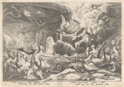 Val van Phaëthon Metamorfosen van Ovidius (serietitel) av Hendrick Goltzius (workshop of)
