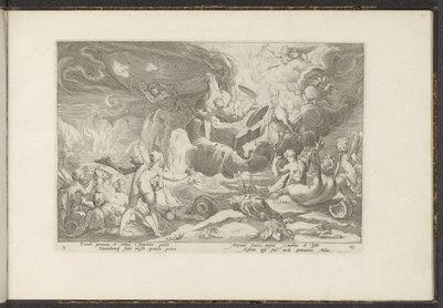 Val van Phaëthon Ovidius metamorfoser (serietitel) The Herescheppingen van P. Ovidius Naso (serietitel) av Hendrick Goltzius (workshop of)
