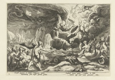 Val van Phaëthon Ovidius Metamorfosen (serietitel) av Hendrick Goltzius (workshop of)