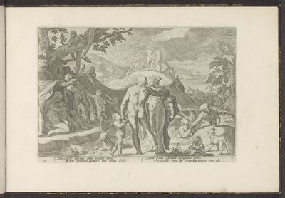 Flod av Deucalion Ovidius metamorfoser (serietitel) Återskapanden av P. Ovidius Naso (serietitel) av Hendrick Goltzius (workshop of)