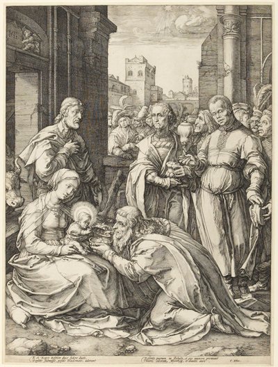 De vise männens tillbedjan av Hendrick Goltzius