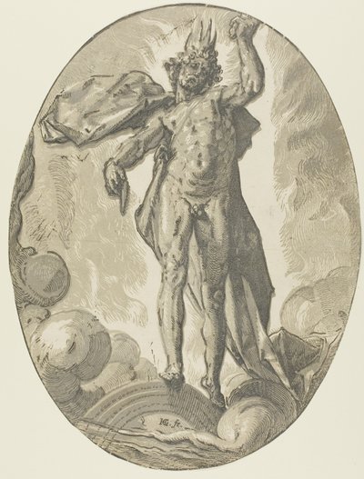 Aether, tallrik sex från Demogorgon and the Deities av Hendrick Goltzius