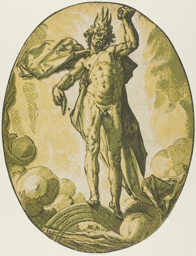 Aether, tallrik sex från Demogorgon and the Deities av Hendrick Goltzius