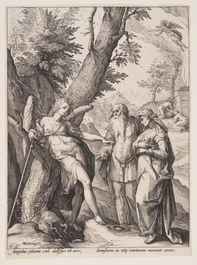 Ängel med Manoah och hans hustru av Hendrick Goltzius