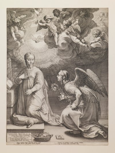 Bebådelsen, ur serien ”Jungfru Marias liv” av Hendrick Goltzius