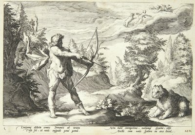 Arcas förberedde sig på att döda sin mamma av Hendrick Goltzius