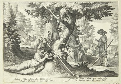 Battus förvandlas till sten av Hendrick Goltzius