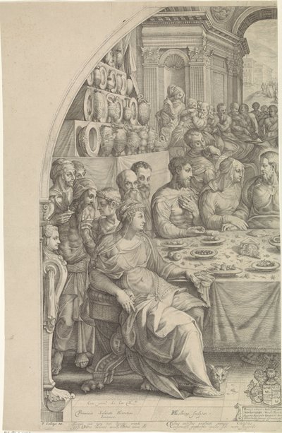 Bröllop i Kana, blad vänster av Hendrick Goltzius